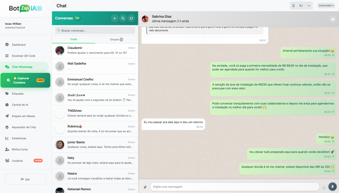 Interface de Chat do WhatsApp